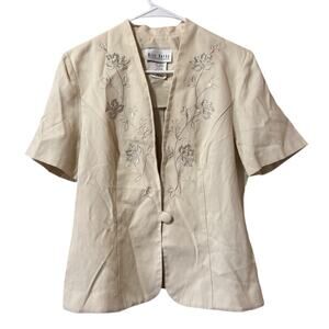 Miss Dorby Size 10 Embroidered Dress Top Set Button Floral Zipper Classic VTG